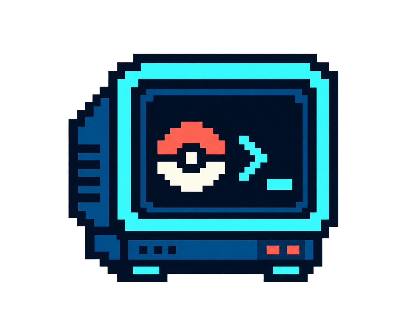 Pixel CRT monitor with a Poké Ball and terminal prompt